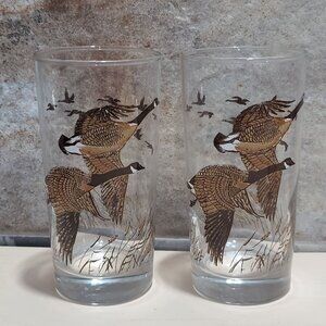 Vintage Geese Libbey Glass Highball Tumbler Set of 2